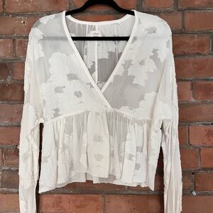 Wilfred Cream Sheer Wrap Blouse
